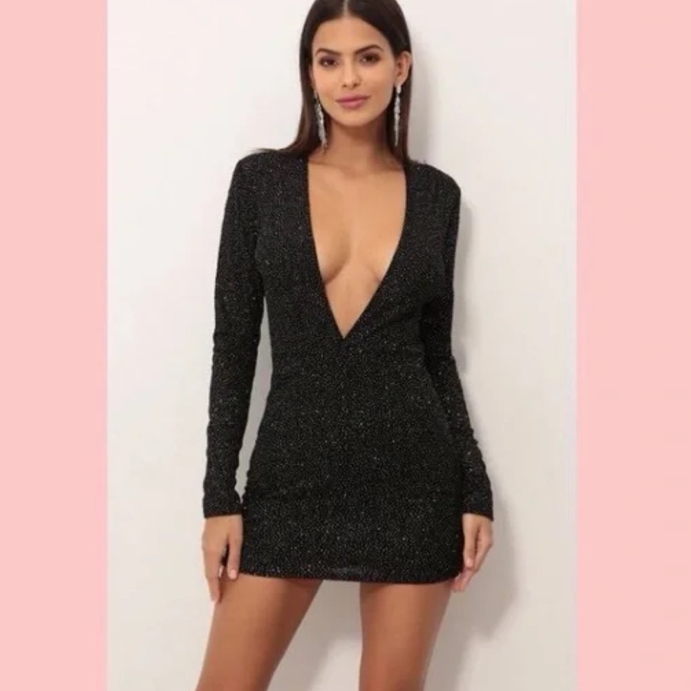 Lucy in the sky black sparkly mini dress